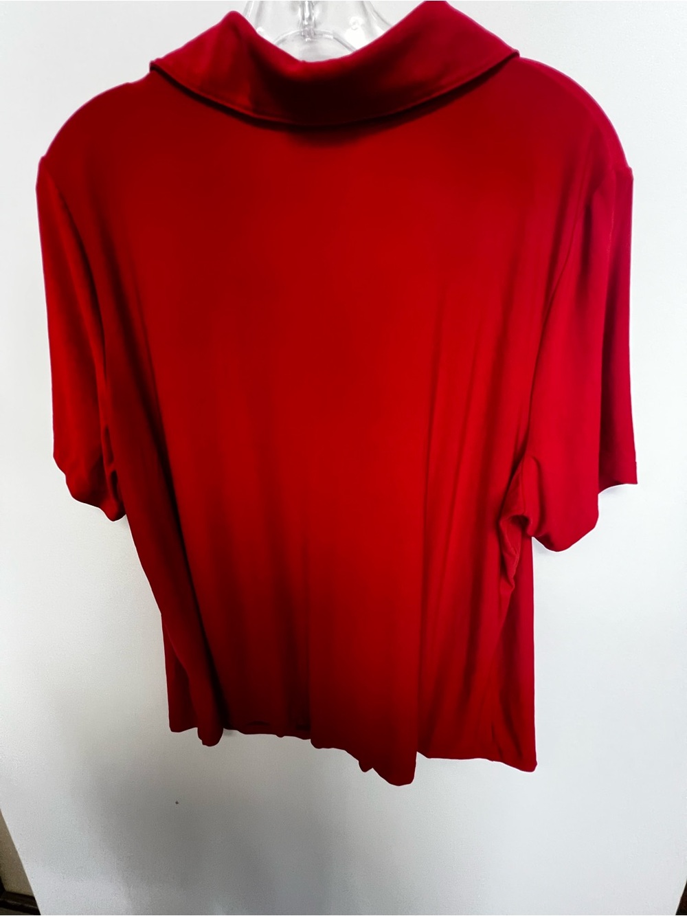 Susan Graver Women's Red Short-Sleeve Polo w/Patterned Trim at collar/neckline - Picture 2 of 8